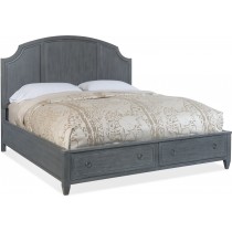 Hamilton Queen Wood Panel Bed with Storage Footboard